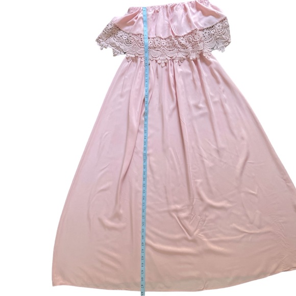 Belcci Powdery Pink Halter less Maxi Dress with Lace Sz: M - Picture 7 of 7